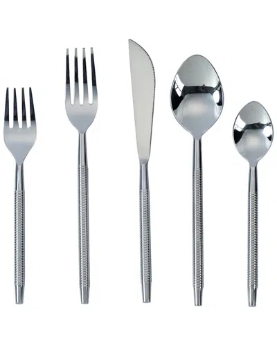 Tov Furniture 5pc Ribbed Stainless Steel Flatware - Service For 1 In Silver