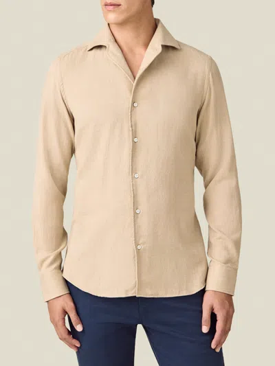 Luca Faloni Cashmere-cotton Classic Shirt In Brown