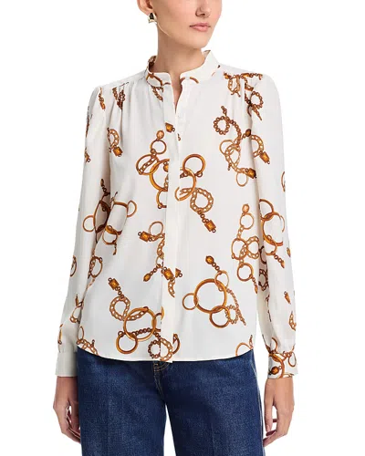 T Tahari Long Sleeved Button Down Blouse In Multi