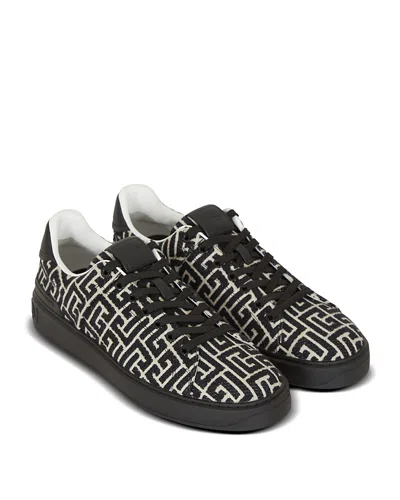 Balmain Monogram Jacquard B-court Trainers In Black