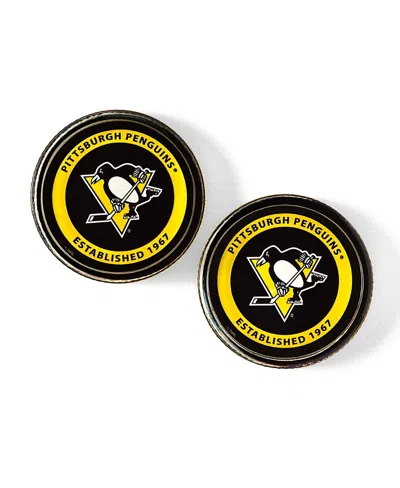 Uncommon Goods Nhl Puck Shaped Glass Coaster, Set Of 2 In Black