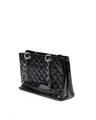 Pre-owned Chanel Patent (gst) Grand Shopping Tote Bag In Black