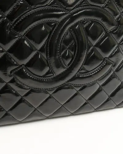Pre-owned Chanel Patent (gst) Grand Shopping Tote Bag In Black