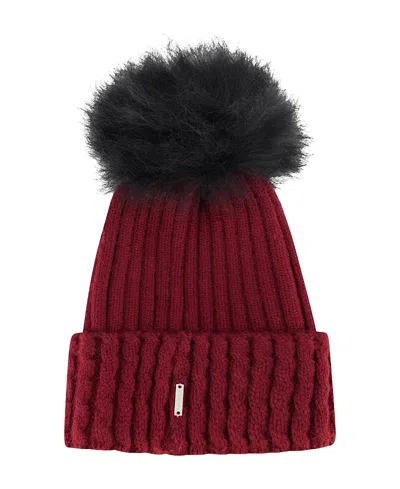 Gorski Knit Beanie With Toscana Lamb Pompom In Red