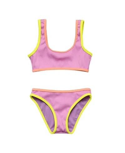 Snapper Rock Girls' Vacay Pop Recycled Crop Bikini - Big Kid In Pink