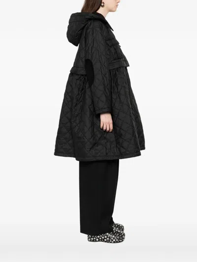 Barbour X Ganni Quilted Hooded Coat In Black