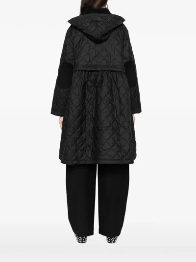 Barbour X Ganni Quilted Hooded Coat In Black