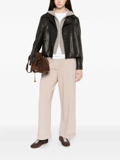 Brunello Cucinelli Cuffed-hem Trousers In Neutral
