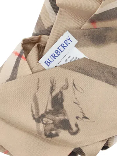 Burberry Check Scarf In Brown