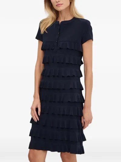 Joseph Ribkoff Ruffled Mini Dress In Blue