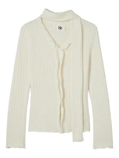 B+ab Ribbed Scarf Sweater In Neutral