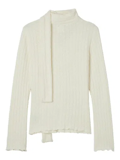 B+ab Ribbed Scarf Sweater In Neutral