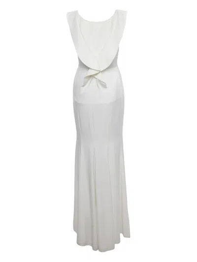 Paule Ka Crepe Frilled Dress In White