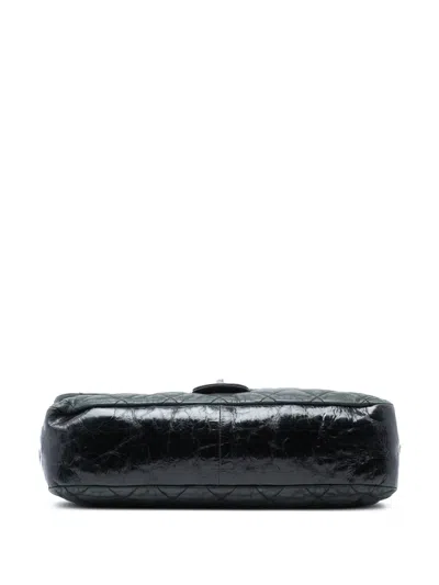 Pre-owned Chanel 2009-2010 Jumbo Iridescent Calfskin In The Mix Flap Satchel In Green