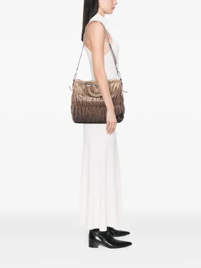 Pre-owned Prada 2000-2025 Nappa Gaufre Ombre Satchel In Brown