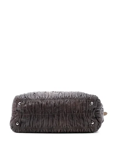 Pre-owned Prada 2000-2025 Nappa Gaufre Ombre Satchel In Brown