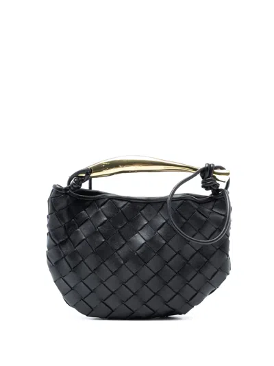 Pre-owned Bottega Veneta 2012-2025 Baby Lambskin Intrecciato Sardine Satchel In Black