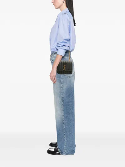 Pre-owned Saint Laurent 2018 Small Lambskin Monogram Vicky Chain Bag Crossbody Bag In Black