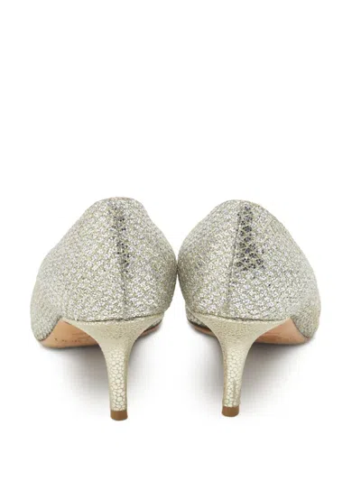 Pre-owned Jimmy Choo Glitter Peep-toe Pumps In Silver