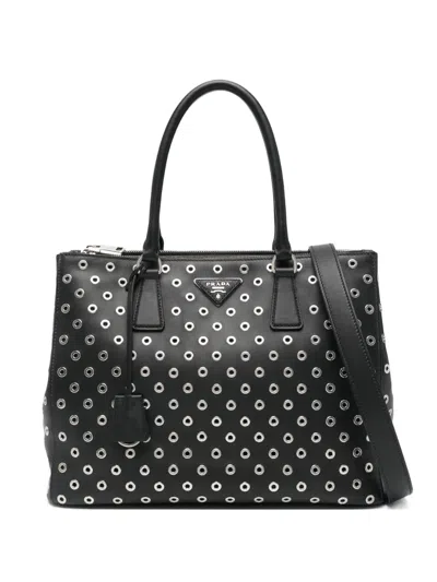 Prada Eyelet Tote Bag In Black
