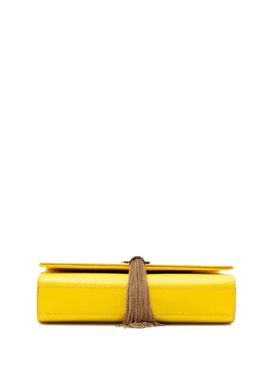 Pre-owned Saint Laurent 2018 Small Grain De Poudre Monogram Kate Tassel Crossbody Bag In Yellow