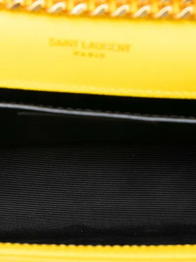 Pre-owned Saint Laurent 2018 Small Grain De Poudre Monogram Kate Tassel Crossbody Bag In Yellow