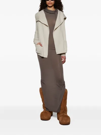 Rick Owens Shawl Cardigan In Gray