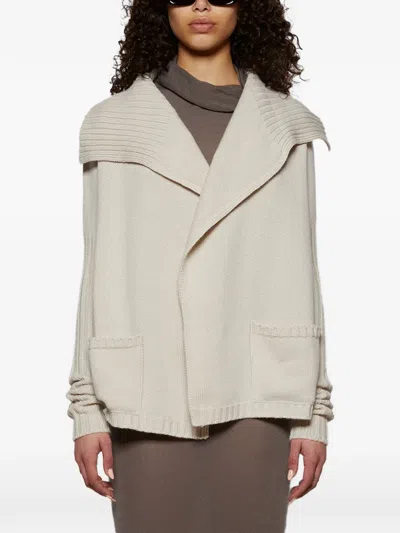 Rick Owens Shawl Cardigan In Gray