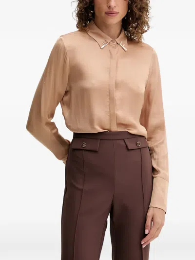 Fracomina Pleated Detail Shirt In Brown
