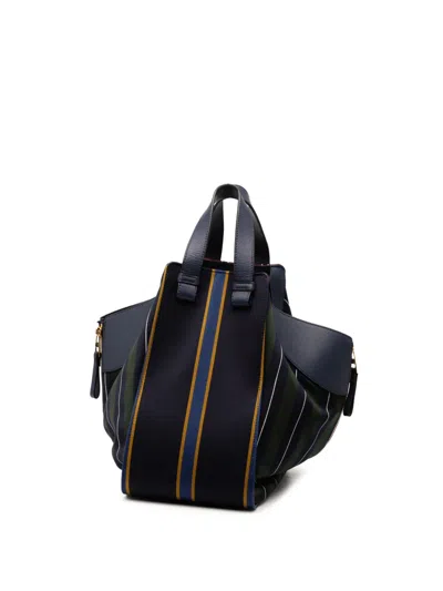 Pre-owned Loewe 2018 Medium Stripes Canvas And Leather Hammock Satchel In Red