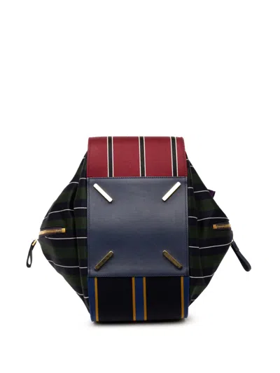 Pre-owned Loewe 2018 Medium Stripes Canvas And Leather Hammock Satchel In Red