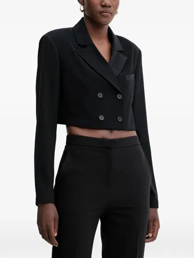 Fracomina Button Cropped Blazer In Black