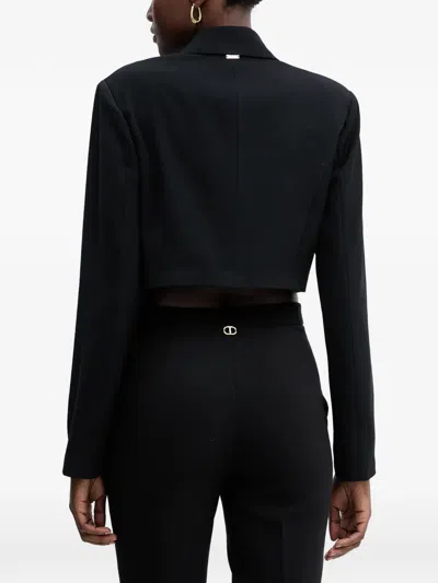 Fracomina Button Cropped Blazer In Black