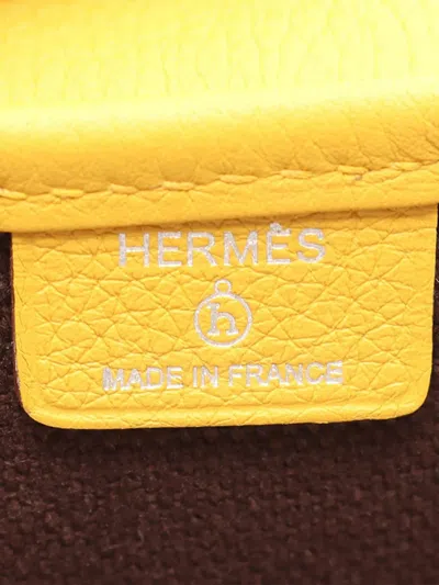 Pre-owned Hermes 2000-2025 Toile And Clemence Monsieur B Gm Tote Bag In Brown