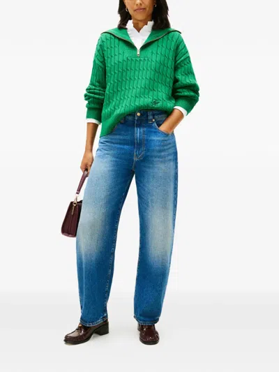 Tommy Hilfiger Cable-knit Zip Sweater In Multi