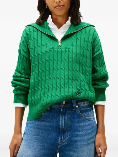 Tommy Hilfiger Cable-knit Zip Sweater In Multi