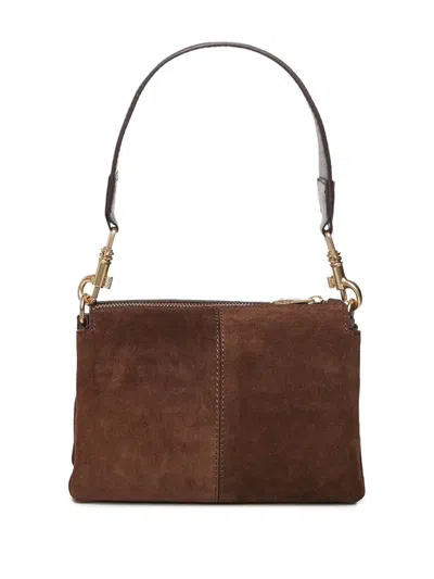 Biasia Suede Shoulder Bag In Brown