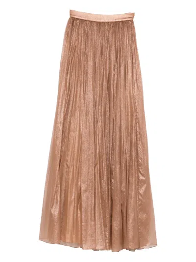 M.marquise Miriam Pleated Maxi Skirt In Brown