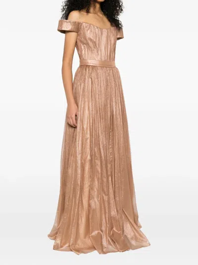 M.marquise Miriam Pleated Maxi Skirt In Brown