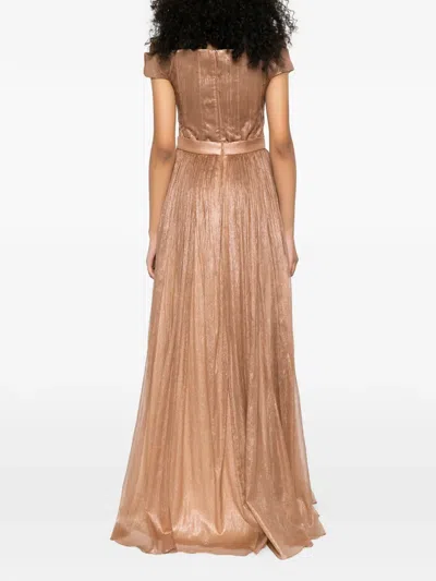 M.marquise Miriam Pleated Maxi Skirt In Brown