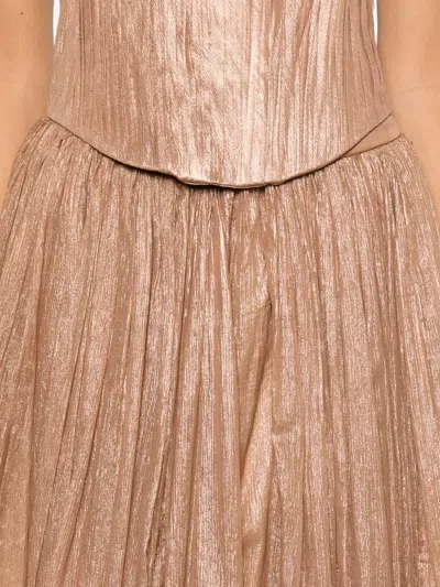 M.marquise Miriam Pleated Maxi Skirt In Brown