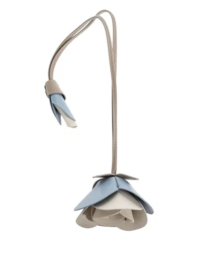 Furla Flower-embellishment Leather Keyring In White