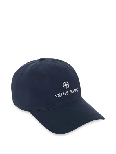 Anine Bing Womens Washed Navy Jeremy Cotton Baseball Cap In Blue