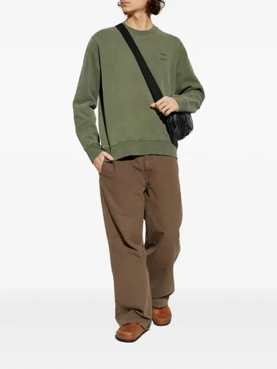 Samsoe & Samsoe Logo-print Crew-neck Sweatshirt In Green