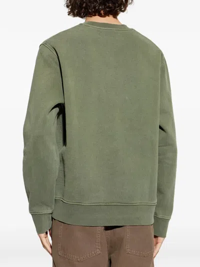 Samsoe & Samsoe Logo-print Crew-neck Sweatshirt In Green