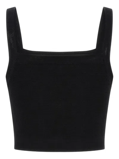 Balmain Cropped Sleeveless Top Gold Button Detail In Black