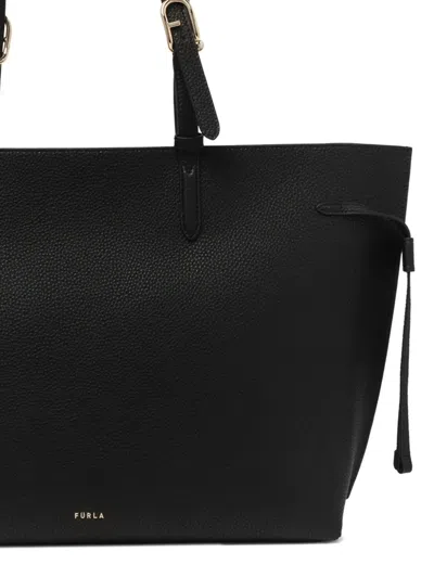 Furla Giove Leather Tote Bag In Black
