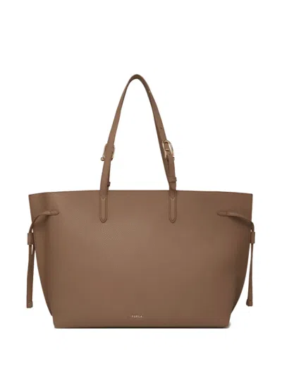 Furla Giove Leather Tote Bag In Brown