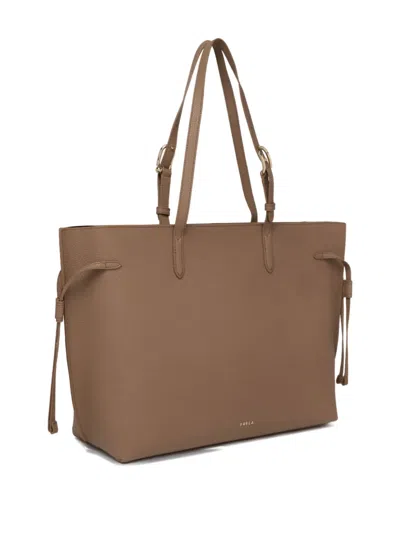 Furla Giove Leather Tote Bag In Brown