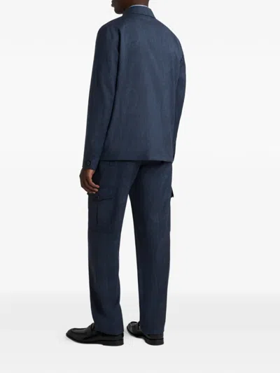 Etro Flap-pocket Jacket In Blue